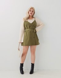 Korean Style Thin Straps Double- Belted Mini Dress