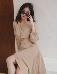 Classy Demure Front Knot Maxi Dress