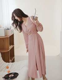 Classy Demure Front Knot Maxi Dress