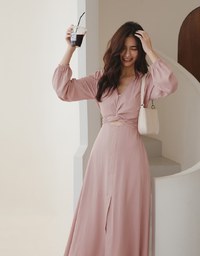 Classy Demure Front Knot Maxi Dress