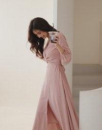 Classy Demure Front Knot Maxi Dress