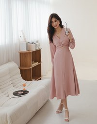 Classy Demure Front Knot Maxi Dress