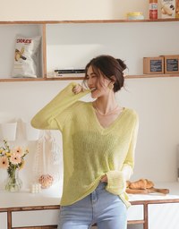 Minimal Simplicity V-Neck Sheer Knit Top