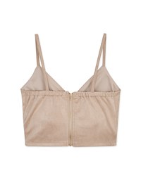 Low-Cut Suede Cami Crop Top (With Padding)