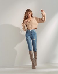 Minimal Chic Brushed Buttoned Oversized Top