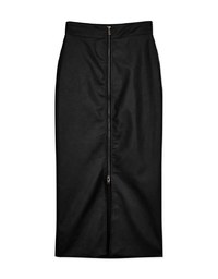Iconic High Waisted Slit Faux Leather Midi Skirt