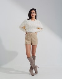 Elevated Casual Buttoned Woolen Short