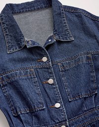 Elevated Casual Buttoned Denim Jeans Mini Dress