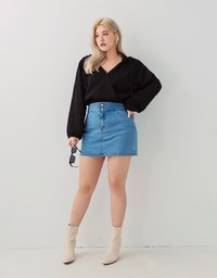 Elevated Casual Crossover Knitted Hoodie Crop Top