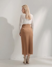 Stark Minimalism High-Waist Slimming Slit Midi Skirt