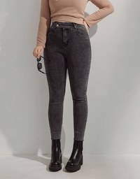 Rugged High Waisted Ash-Washed Denim Jeans Pants