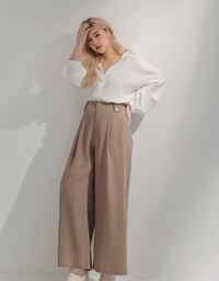 Edgy Chic Pleated Wide Pants