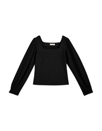 Vintage Square-Neck Puffy Suede Top