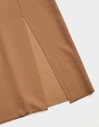 Stark Minimalism High Waisted Slimming Slit Midi Skirt