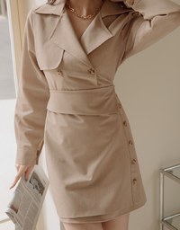 Soigné Asymmetrical Lapel Mini Suit Dress
