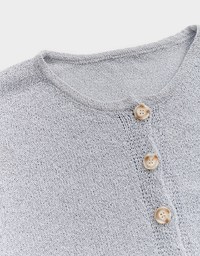 Minimalist Sheer Buttoned Knit Top