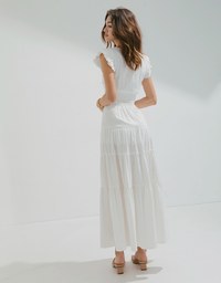 Boho-Chic Layered Splice Slit Maxi Skirt