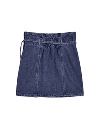Seamline Slit Denim Mini Skirt (With Belt)