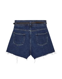 High Waisted Distressed Hem Denim Jeans Shorts (With belt)