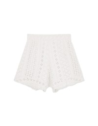 Broderie Anglaise Lace Ruffled Hem Shorts