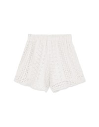 Broderie Anglaise Lace Ruffled Hem Shorts