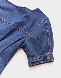 Voguish Pleated Button-Down Denim Jeans Dress