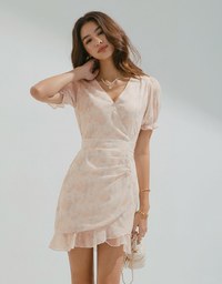 Dainty Tie-Dye Scrunch Ruffled Hem Mini Dress