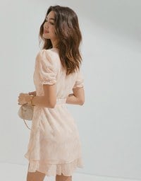 Dainty Tie-Dye Scrunch Ruffled Hem Mini Dress