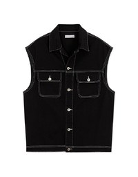 Très Chic Stitching Double Pocket Buttoned Vest