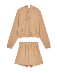 Casual Chic Hoodie Blazer Jacket + Short Set Wear