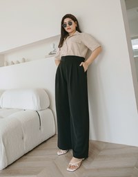 360° High Waisted Side-Button Pleated Wide Pants