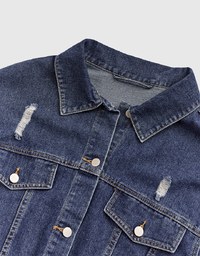 Streetwear Ripped Denim Jeans Crop Blazer Jacket