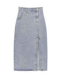 Side Slit Design Denim Midi Skirt