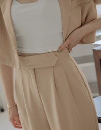 Edgy Smart High-Waist Side Button Pleated Pants