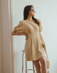Iconic Elasticated Pleated Mini Dress (With Detachable Shoulder Pads)