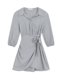 Simple Plain Anti-Wrinkle Iron Free Side Tied Shirt Dress