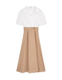Sophisticated Pleated Splice Maxi Dress