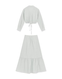 Elegant Drawstring Blouse+ Peplum Maxi Skirt Set Wear