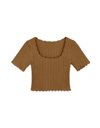 Path Pattern Sleeves Square-Necked Knit Top