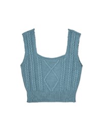 Enhanced Square Neck Textured Crop Knit Tank Top