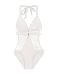 【PUSH UP】One Piece Swimsuit Bikini With Partial See Through Mesh