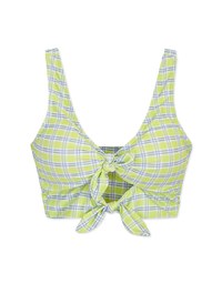 【TIFFANY】2Way Checkered Cross Twist Ribbon Bikini Top