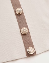 Vintage Button Contrast Knit Crop Tank Top