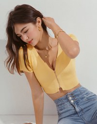 Front Zipper Short Knit Top