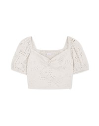 Embroidered Square Neck Twist Crop Top