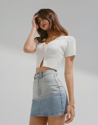 Modern Chic Ombré High Waisted Denim Jeans Mini Skirt