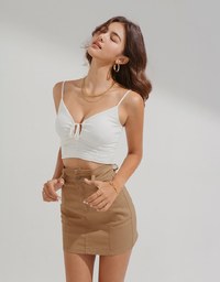 High Waisted Pleated Line Slim Skirt