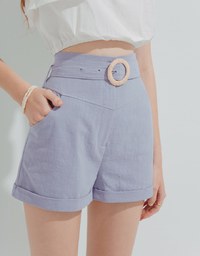 Minimalist Staple High Waisted Cotton Shorts (With Belt)