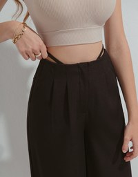 Edgy Smart Tie-Strap Pleated Pants