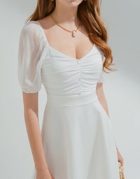 Feminine Aesthetic Splice Mesh Buttoned Mini Dress